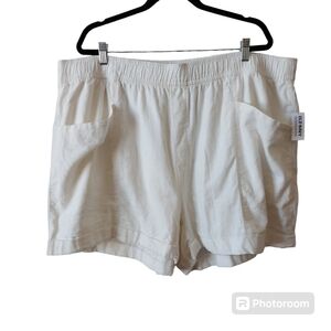 *NWT Old Navy Linen Blend High Rise White Elastic Waist Shorts Plus Size 3X